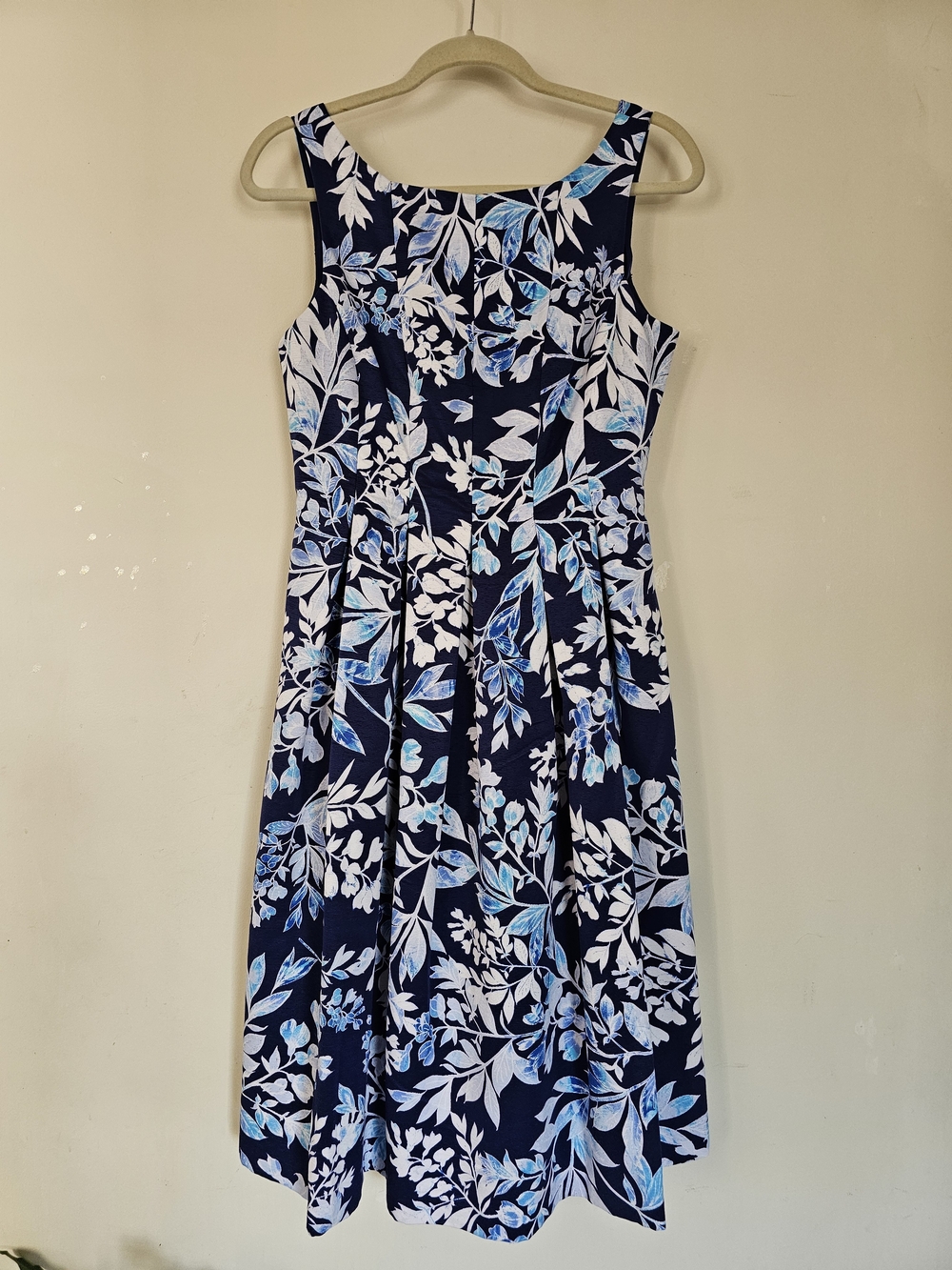 Eliza J Navy Floral Scoop Neck Midi Dress